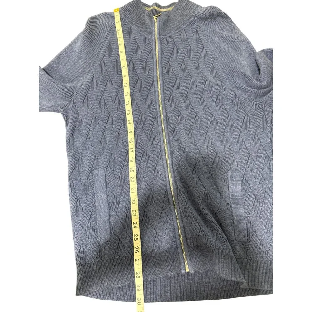 Tommy Bahama Mens Blue Full-Zip Cable Knit Cardigan Sweater Size L Cotton Blend - Picture 6 of 7